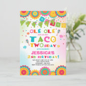 Fiesta 2e verjaardag Uitnodiging Taco Twosday Part (Staand voorkant)
