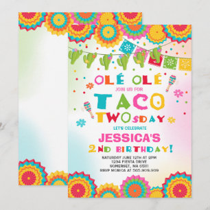 Fiesta 2e verjaardag Uitnodiging Taco Twosday Part