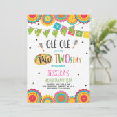 Fiesta 2e verjaardag Uitnodiging Taco Twosday Part (Staand voorkant)