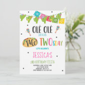 Fiesta 2e verjaardag Uitnodiging Taco Twosday Part (Staand voorkant)