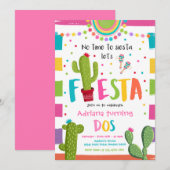 Fiesta 2e verjaardagsfeest Mexicaanse Cactus Party Kaart (Voorkant / Achterkant)