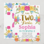 Fiesta 2e verjaardagsuitnodiging kaart (Voorkant / Achterkant)