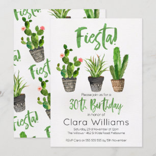Fiesta 30th Birthday Invitation Kaart