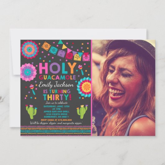 Fiesta 30th Birthday Uitnodiging Heilige Guacamole (Voorkant)