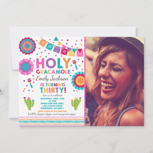 Fiesta 30th Birthday Uitnodiging Heilige Guacamole (Voorkant)