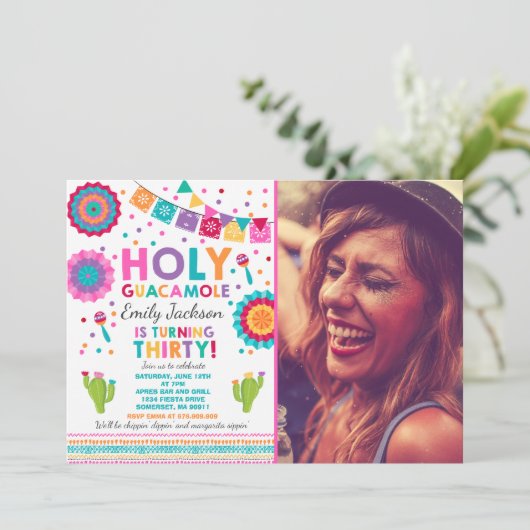 Fiesta 30th Birthday Uitnodiging Heilige Guacamole (Staand voorkant)