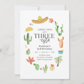 Fiesta 3e verjaardag Drie-esta uitnodiging (Voorkant)