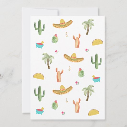 Fiesta 3e verjaardag Drie-esta uitnodiging (Achterkant)