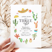 Fiesta 3e verjaardag Drie-esta uitnodiging