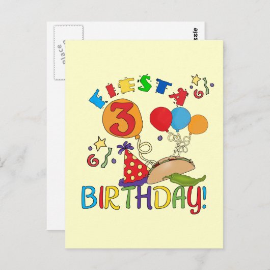 Fiesta 3e verjaardag T-shirts en geschenken Briefkaart (Voorkant / Achterkant)