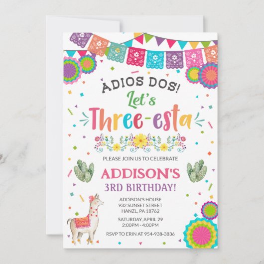 Fiesta 3rd Birthday Invitation Kaart (Voorkant)