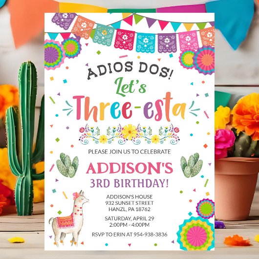 Fiesta 3rd Birthday Invitation Kaart