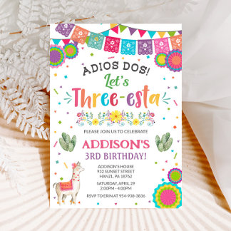 Fiesta 3rd Birthday Invitation Kaart