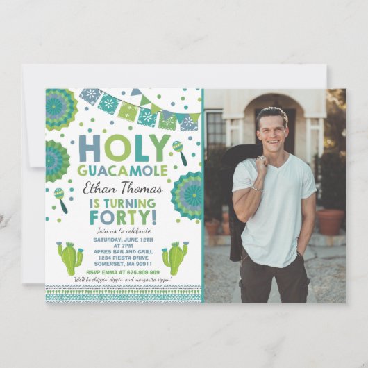 Fiesta 40e verjaardag Uitnodiging Heilige Guacamol (Voorkant)