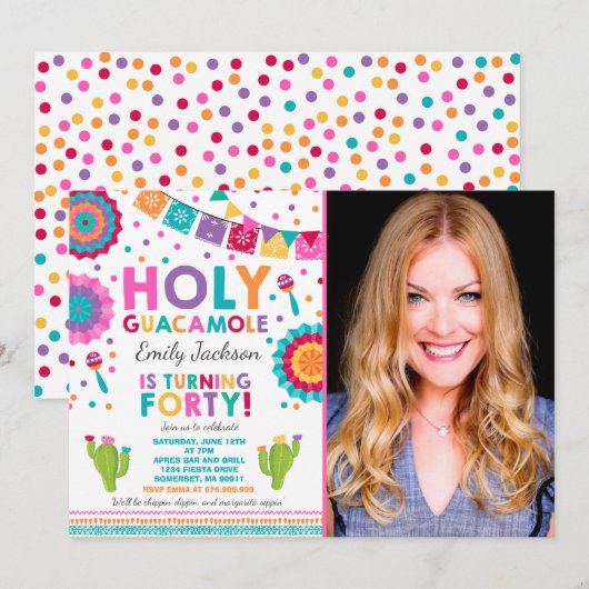 Fiesta 40e verjaardag Uitnodiging Heilige Guacamol (Voorkant / Achterkant)