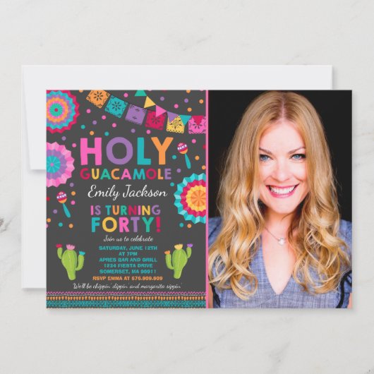 Fiesta 40e verjaardag Uitnodiging Heilige Guacamol (Voorkant)