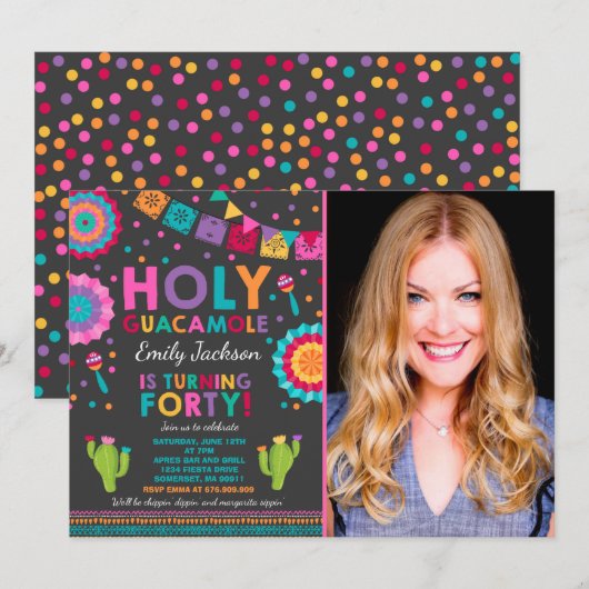 Fiesta 40e verjaardag Uitnodiging Heilige Guacamol (Voorkant / Achterkant)