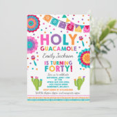 Fiesta 40th Birthday Uitnodiging Heilige Guacamole (Staand voorkant)