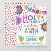Fiesta 40th Birthday Uitnodiging Heilige Guacamole (Voorkant / Achterkant)