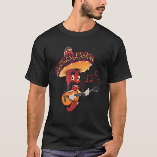 Fiesta 5 De Mayo Viva Mexico Pepper Guitar T-shirt (Voorkant)