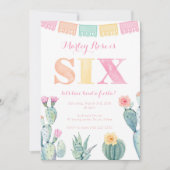 Fiesta 6de verjaardag van het meisje kaart (Voorkant)