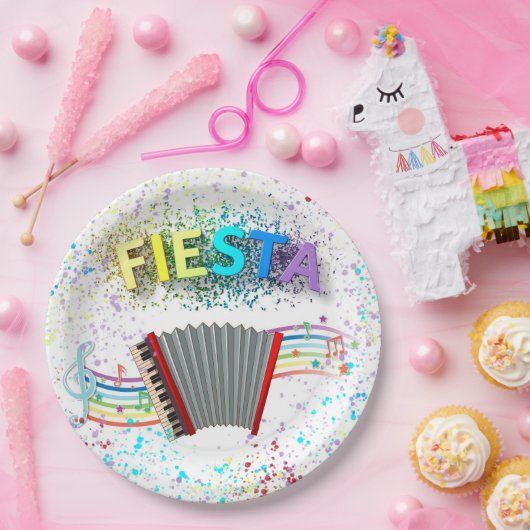 Fiesta Accordion Dansende Birthday Party Papieren Bordje (Feest)