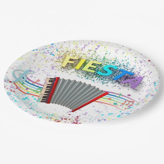 Fiesta Accordion Dansende Birthday Party Papieren Bordje (Gekanteld)
