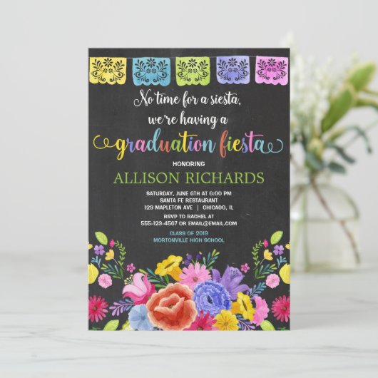 Fiesta afstudeerfeest, mexicaans thema afstuderen kaart (Staand voorkant)