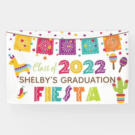 Fiesta Afstuderen Banner - White - Class of 2022 (Horizontaal)
