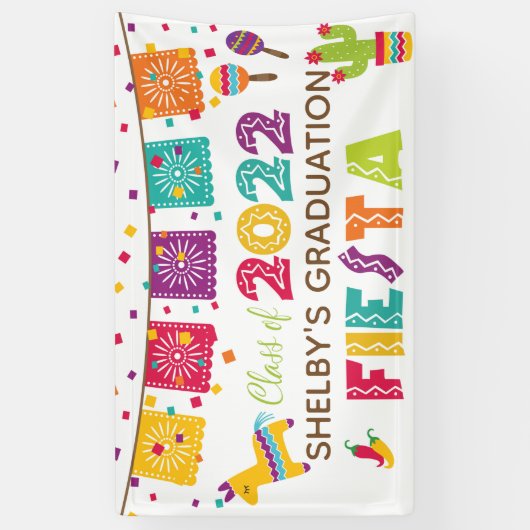 Fiesta Afstuderen Banner - White - Class of 2022 (Verticaal)