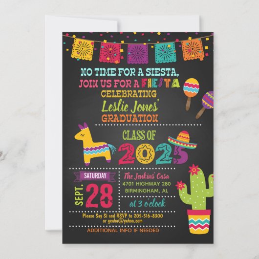 Fiesta Afstuderen Invitation - BLK (2025) Kaart (Voorkant)