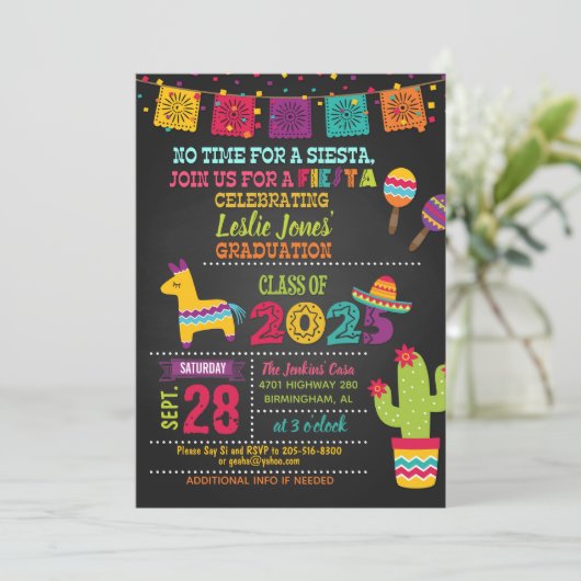Fiesta Afstuderen Invitation - BLK (2025) Kaart (Staand voorkant)