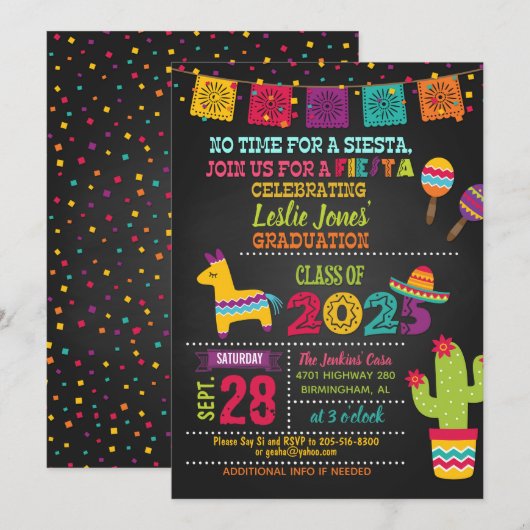 Fiesta Afstuderen Invitation - BLK (2025) Kaart (Voorkant / Achterkant)