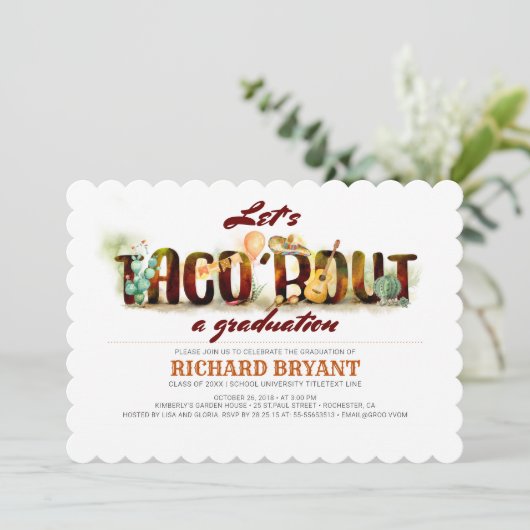 Fiesta Afstuderen Invitation Taco Bout Kaart (Staand voorkant)