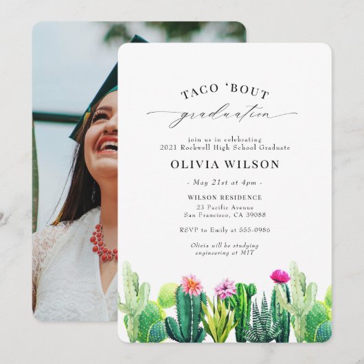 Fiesta Afstuderen Taco'Bout Cactus Kaart (Voorkant / Achterkant)