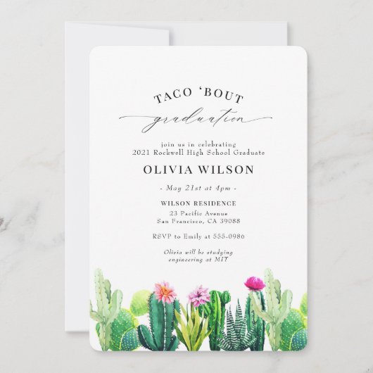 Fiesta Afstuderen Taco'Bout Cactus Kaart (Voorkant)