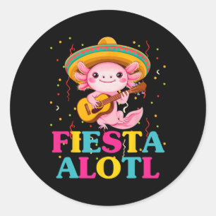 Fiesta Alotl Cinco de Mayo Axolotl met Sombrero A Ronde Sticker