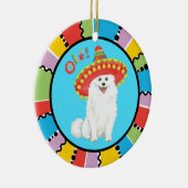 Fiesta American Eskimo Dog Keramisch Ornament (Rechts)