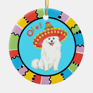 Fiesta American Eskimo Dog Keramisch Ornament
