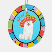 Fiesta American Eskimo Dog Keramisch Ornament (Links)