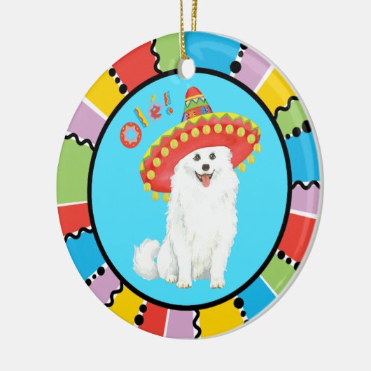 Fiesta American Eskimo Dog Keramisch Ornament (Links)