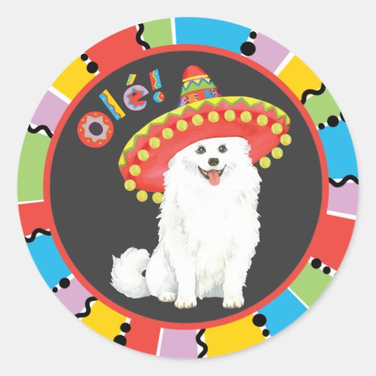 Fiesta American Eskimo Dog Ronde Sticker (Voorkant)