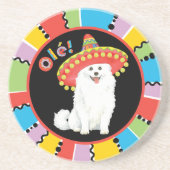Fiesta American Eskimo Dog Zandsteen Onderzetter (Voorkant)