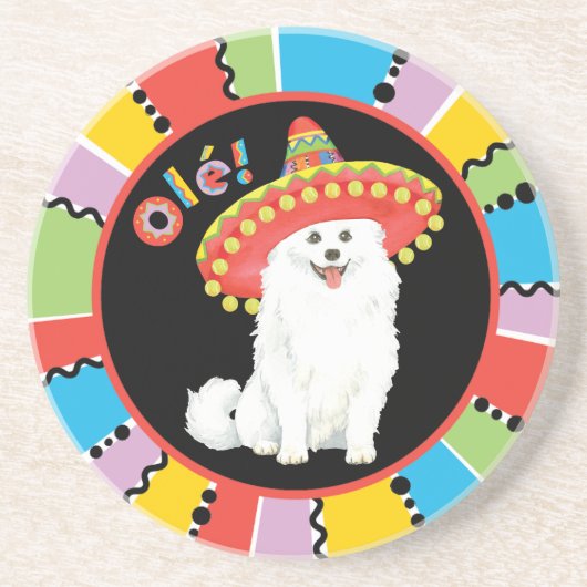 Fiesta American Eskimo Dog Zandsteen Onderzetter (Voorkant)