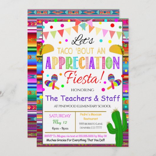 Fiesta Appreciation Invitation Kaart (Voorkant / Achterkant)