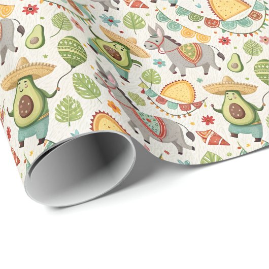 Fiesta Avocado & Donkey Delight Cadeaupapier (Rol Hoek)