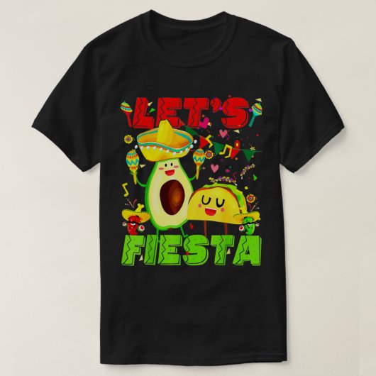 Fiesta Avocado en Tacos Cinco de Mayo Mexican Par T-shirt (Design voorkant)