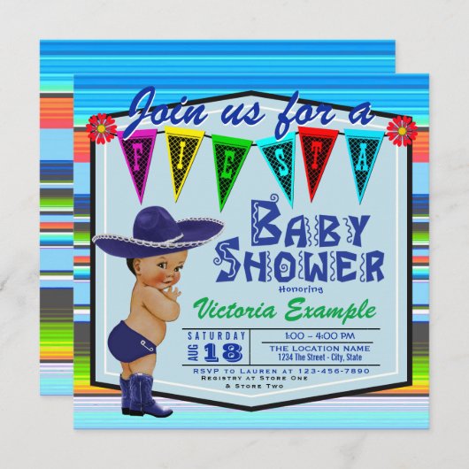Fiesta Baby Douche Uitnodigingen (Voorkant / Achterkant)