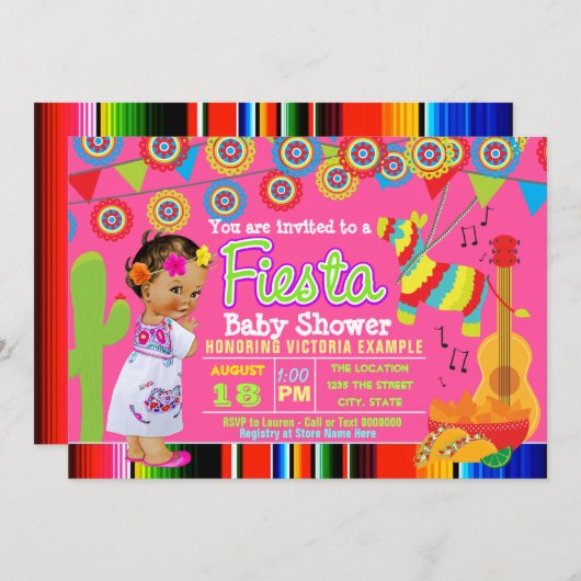 Fiesta Baby Douche Uitnodigingen (Voorkant / Achterkant)
