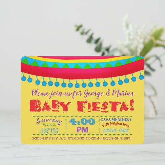 Fiesta Baby Douche Uitnodigingen (Staand voorkant)